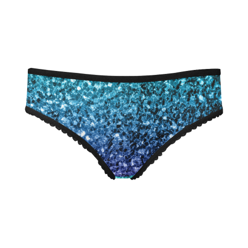 Beautiful Aqua blue Ombre glitter sparkles Women's All Over Print Girl Briefs (Model L14)