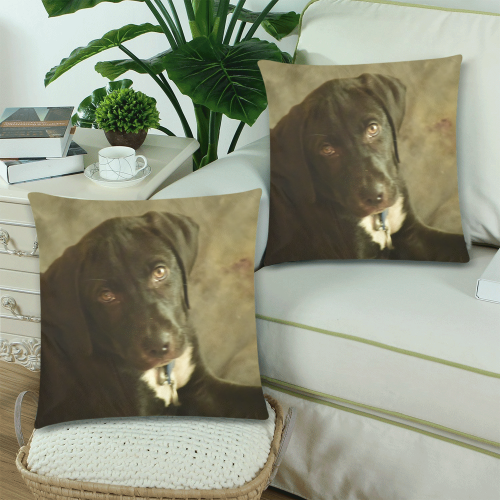 Puppy dog named Zeus - Isabela PR - ID:DSC0284 Custom Zippered Pillow Cases 18"x 18" (Twin Sides) (Set of 2)
