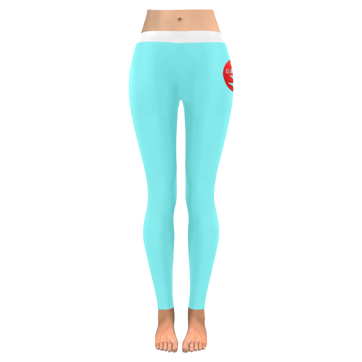 Japanese Sunset House Women's Cyan Shimmer Yoga & Sports Women's Low Rise Leggings (Invisible Stitch) (Model L05)