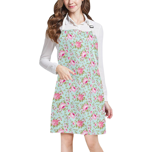 Peony Pattern All Over Print Apron