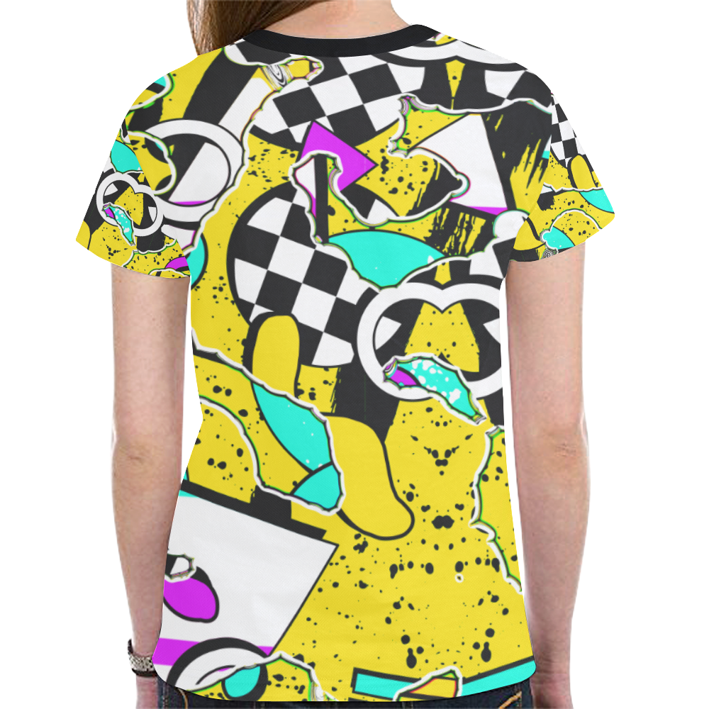Shapes on a yellow background New All Over Print T-shirt for Women (Model T45)