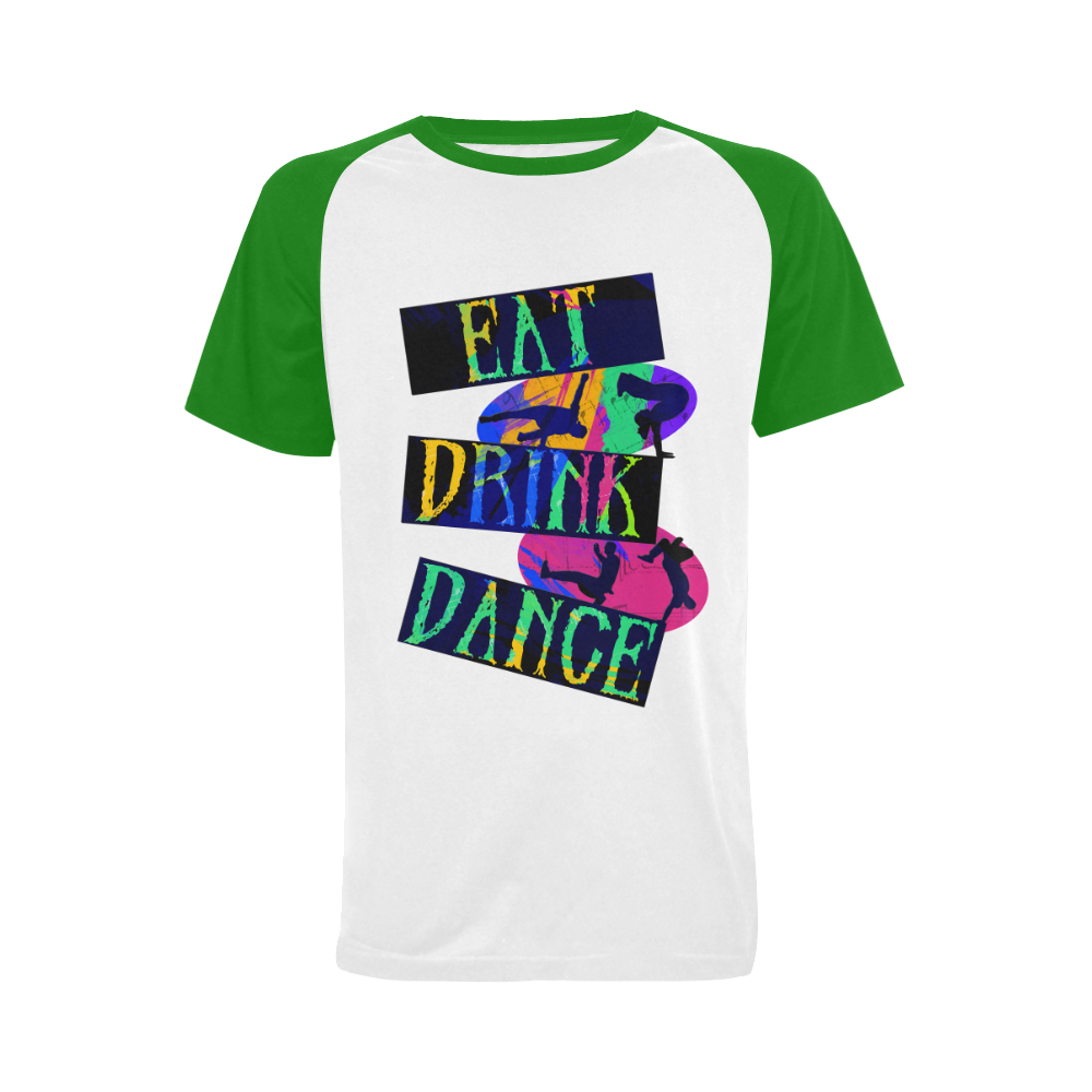 Break Dancing Colorful / Green Men's Raglan T-shirt (USA Size) (Model T11)