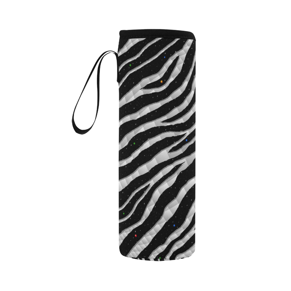 Ripped SpaceTime Stripes - White Neoprene Water Bottle Pouch/Large