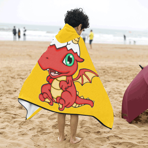 Baby Red Dragon Yellow Kids' Hooded Bath Towels