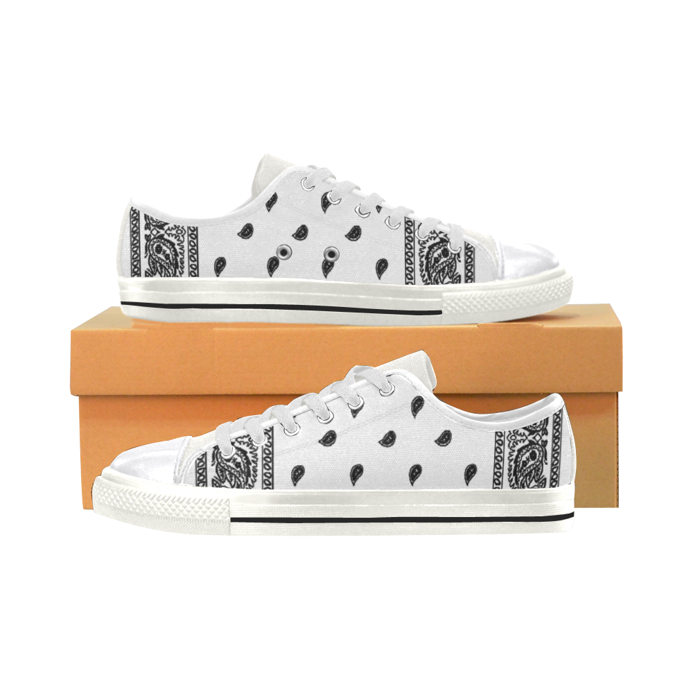 White Bandana Women's Classic Canvas Shoes (Model 018)