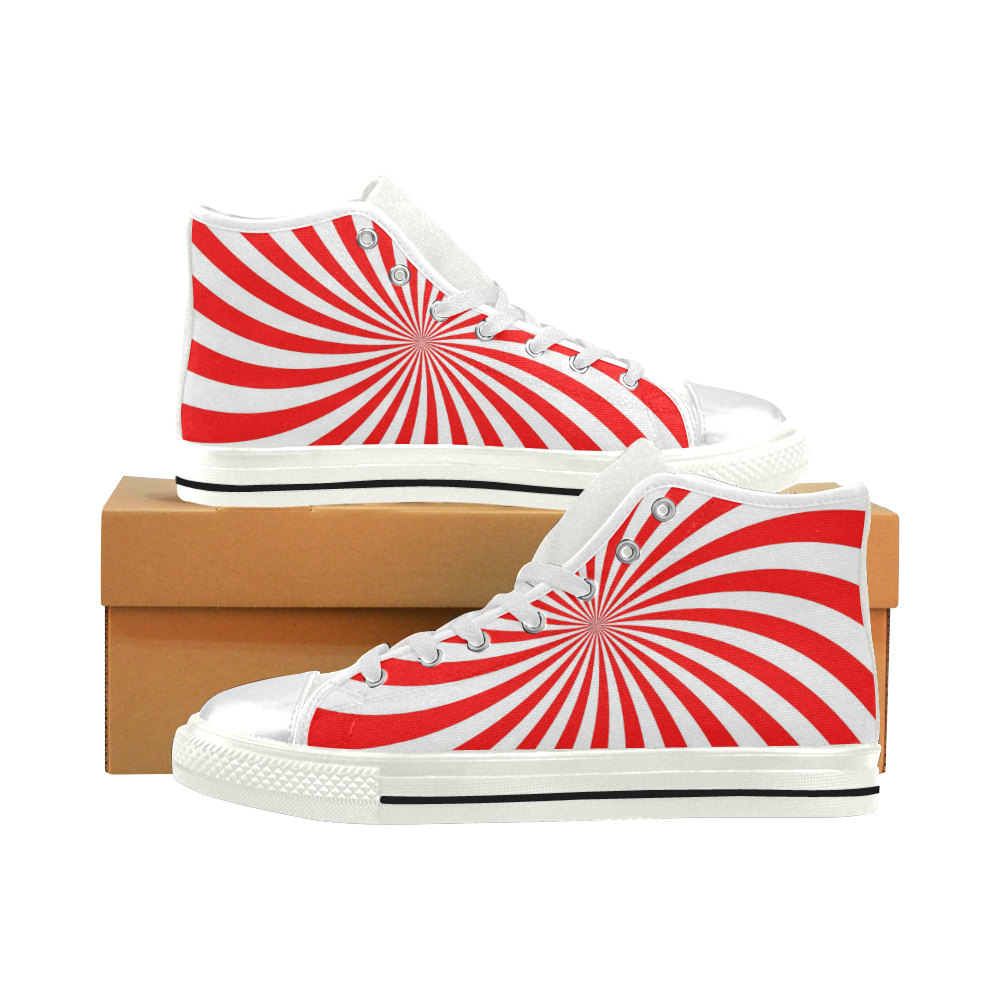 PEPPERMINT TUESDAY SWIRL High Top Canvas Shoes for Kid (Model 017)