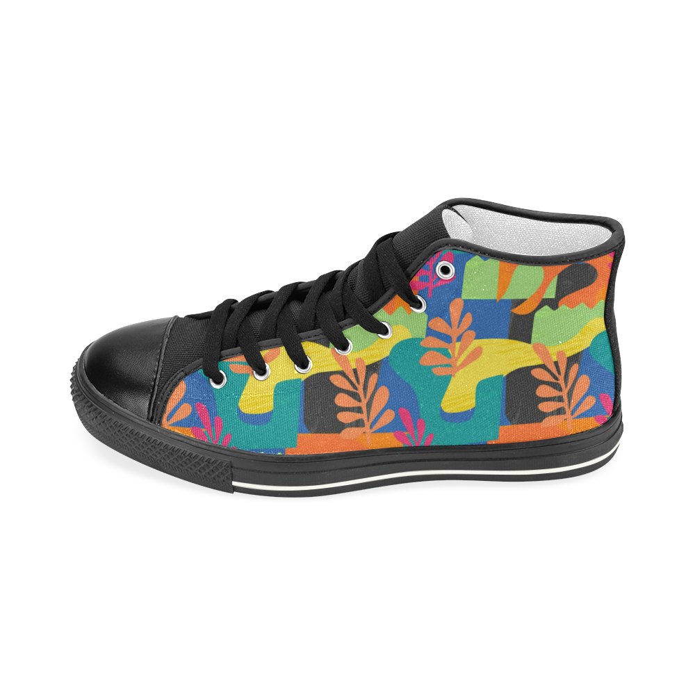 Abstract Nature Pattern Women's Classic High Top Canvas Shoes (Model 017)