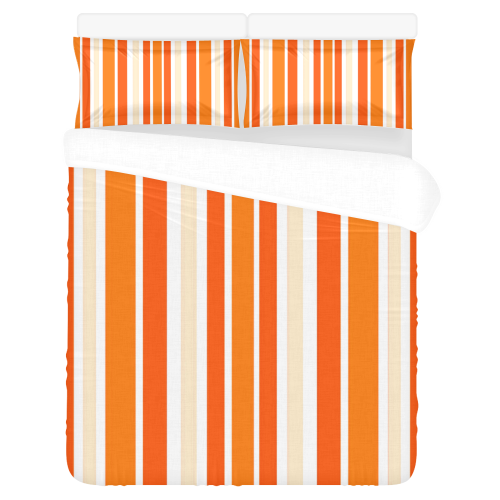 Bright Orange Stripes 3-Piece Bedding Set