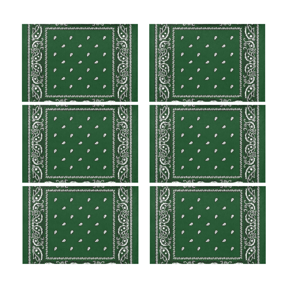 KERCHIEF PATTERN GREEN Placemat 12’’ x 18’’ (Set of 6)