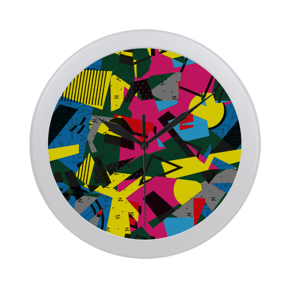 Crolorful shapes Circular Plastic Wall clock