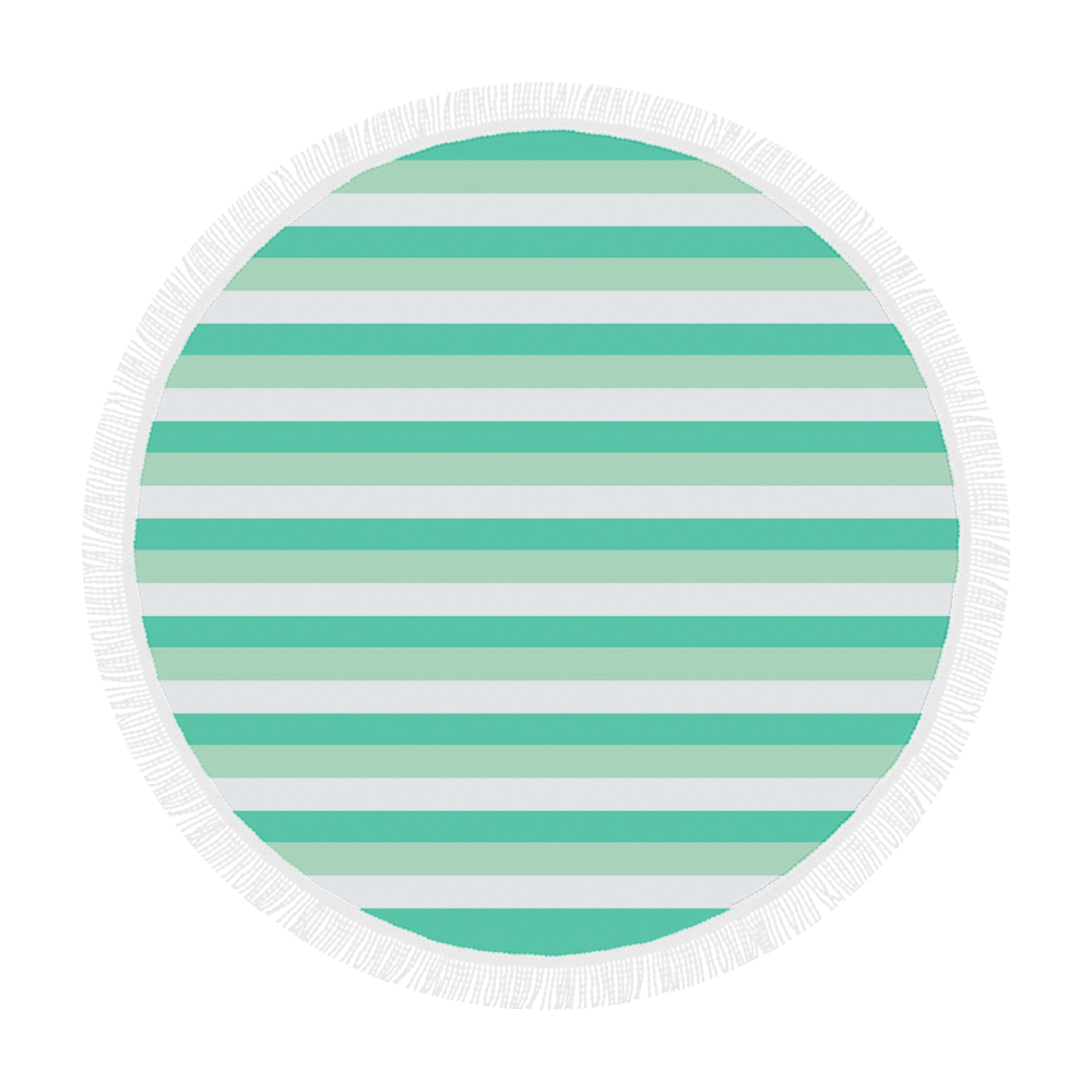 Mint Stripes Circular Beach Shawl 59"x 59"
