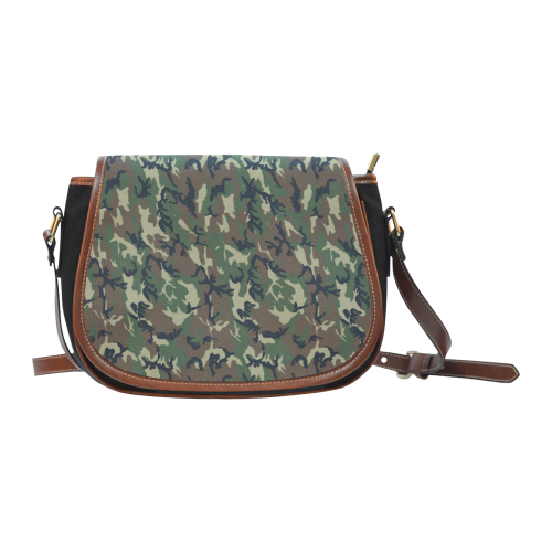 Woodland Forest Green Camouflage Saddle Bag/Small (Model 1649)(Flap Customization)