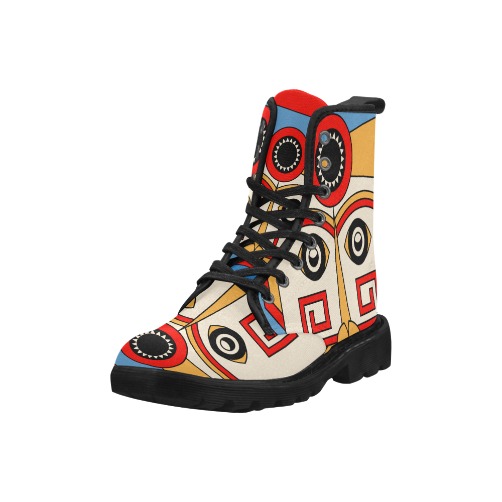 Aztec Religion Tribal Martin Boots for Men (Black) (Model 1203H)