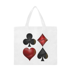 Las Vegas Black and Red Casino Poker Card Shapes Canvas Tote Bag/Large (Model 1702)