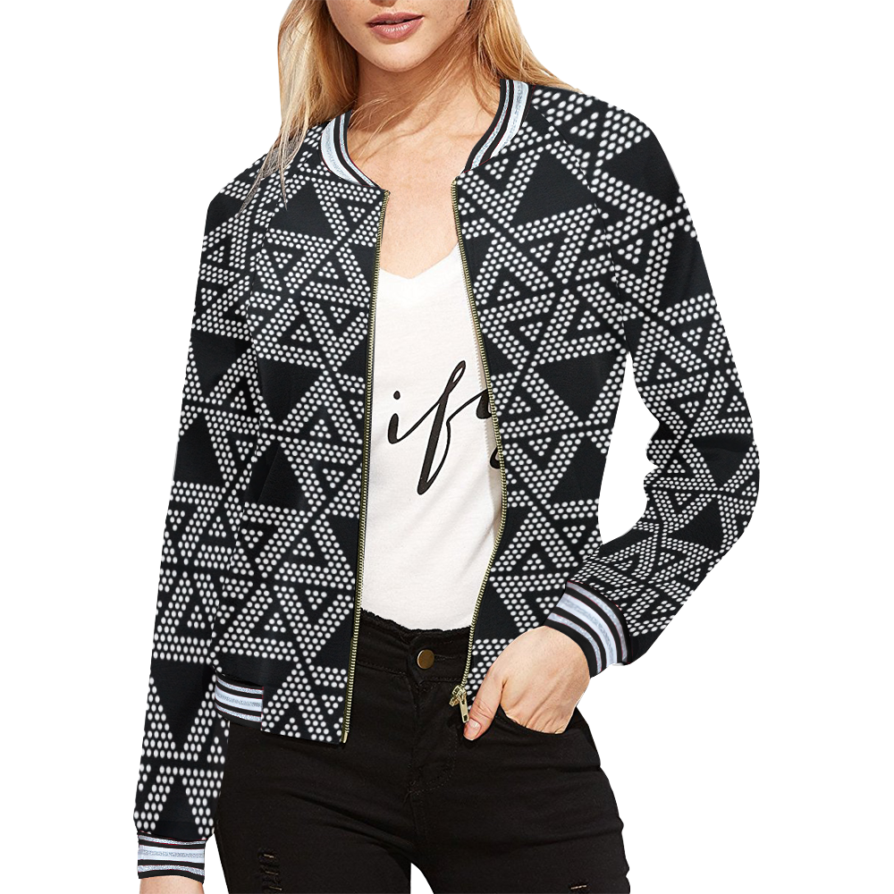 Polka Dots Party All Over Print Bomber Jacket for Women (Model H21)
