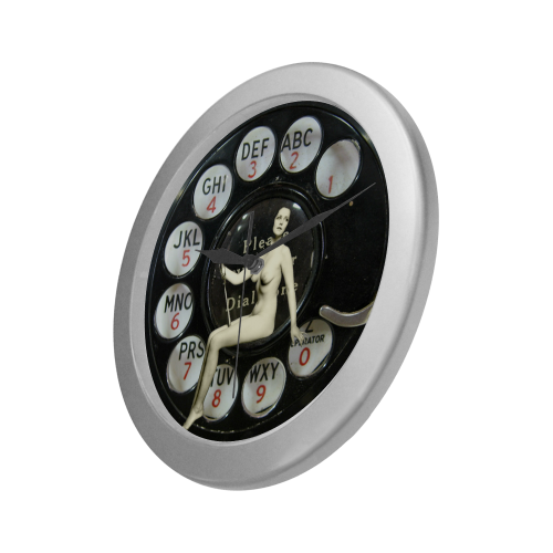 Please Wait for the Dial Tone 2 Silver Color Wall Clock