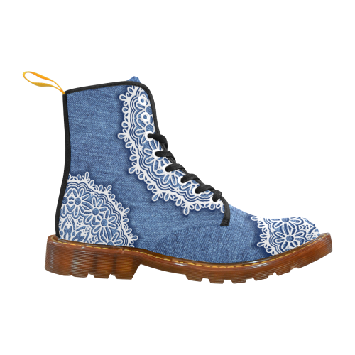 Denim And Lace Martin Boots For Women Model 1203H