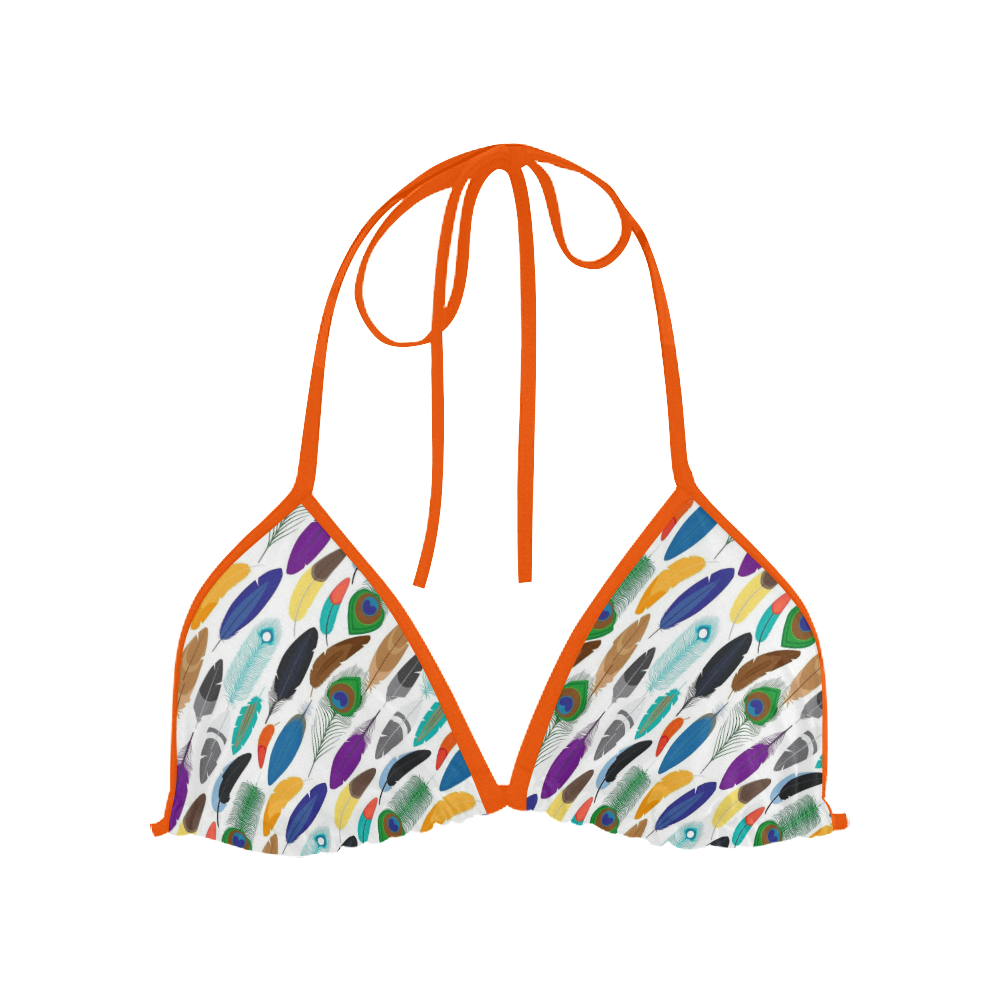 Colorful Feathers Custom Bikini Swimsuit Top