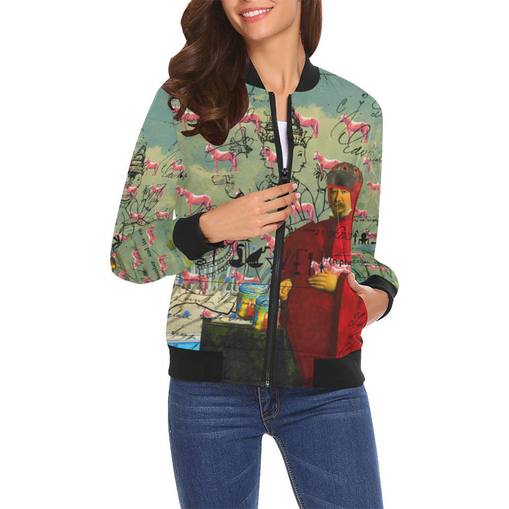 I FOUND THEM IN THERE III All Over Print Bomber Jacket for Women (Model H19)