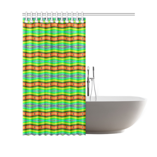 Bright Green Orange Stripes Pattern Abstract Shower Curtain 69"x70"