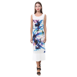 Abstract Photographic Drawing Phaedra Sleeveless Open Fork Long Dress (Model D08)