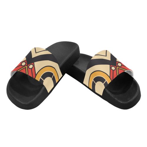 Geo Aztec Bull Tribal Men's Slide Sandals (Model 057)