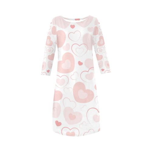 Pastel Pink Hearts Round Collar Dress (D22)