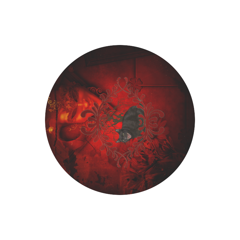 Funny angry cat Round Mousepad