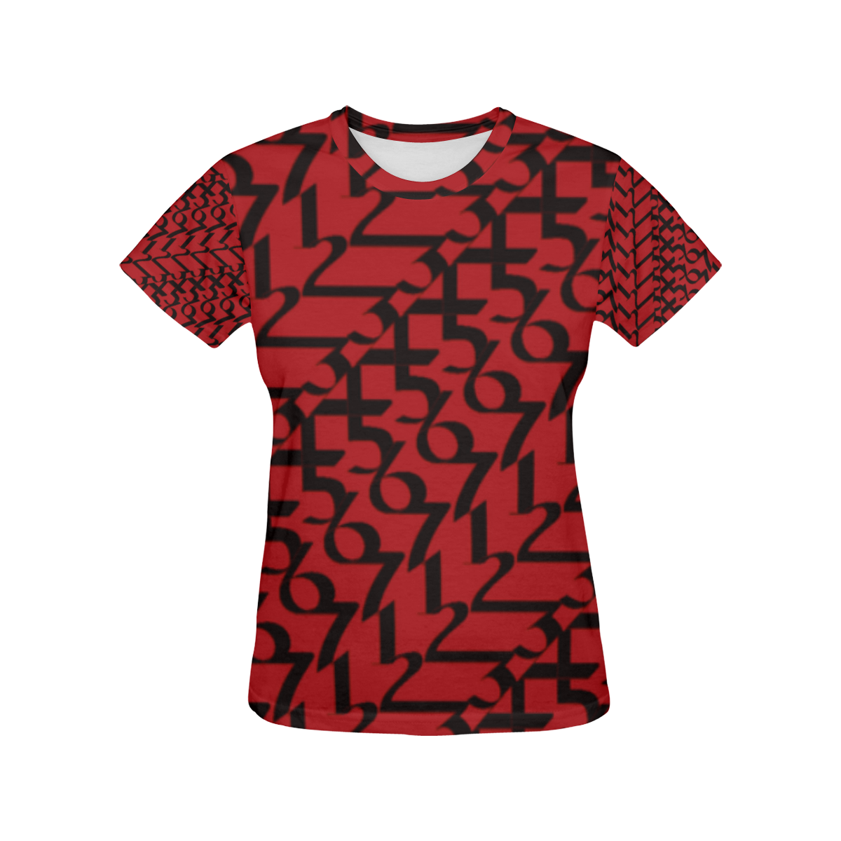 NUMBERS Collection 1234567 RED/BLACK All Over Print T-Shirt for Women (USA Size) (Model T40)