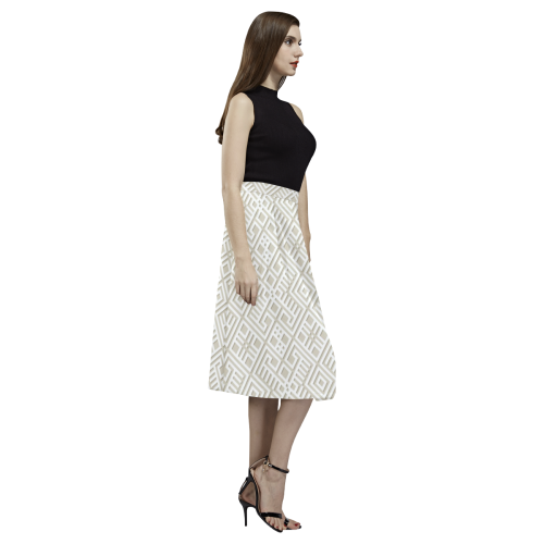 White 3D Geometric Pattern Aoede Crepe Skirt (Model D16)