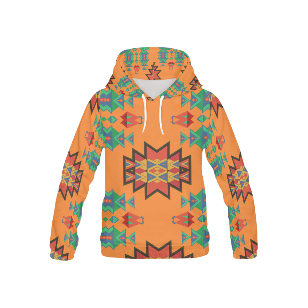Misc shapes on an orange background All Over Print Hoodie for Kid (USA Size) (Model H13)