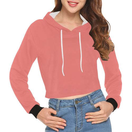 color light red All Over Print Crop Hoodie for Women (Model H22)