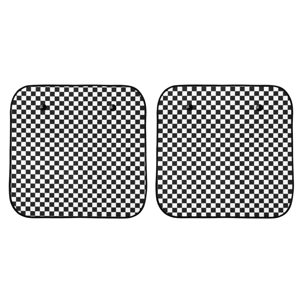 Checkerboard White And Black Car Sun Shade 28"x28"x2pcs