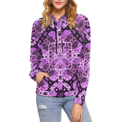 Pink Black Fractal Pattern All Over Print Hoodie for Women (USA Size) (Model H13)