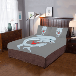 Dolphin Love Grey 3-Piece Bedding Set