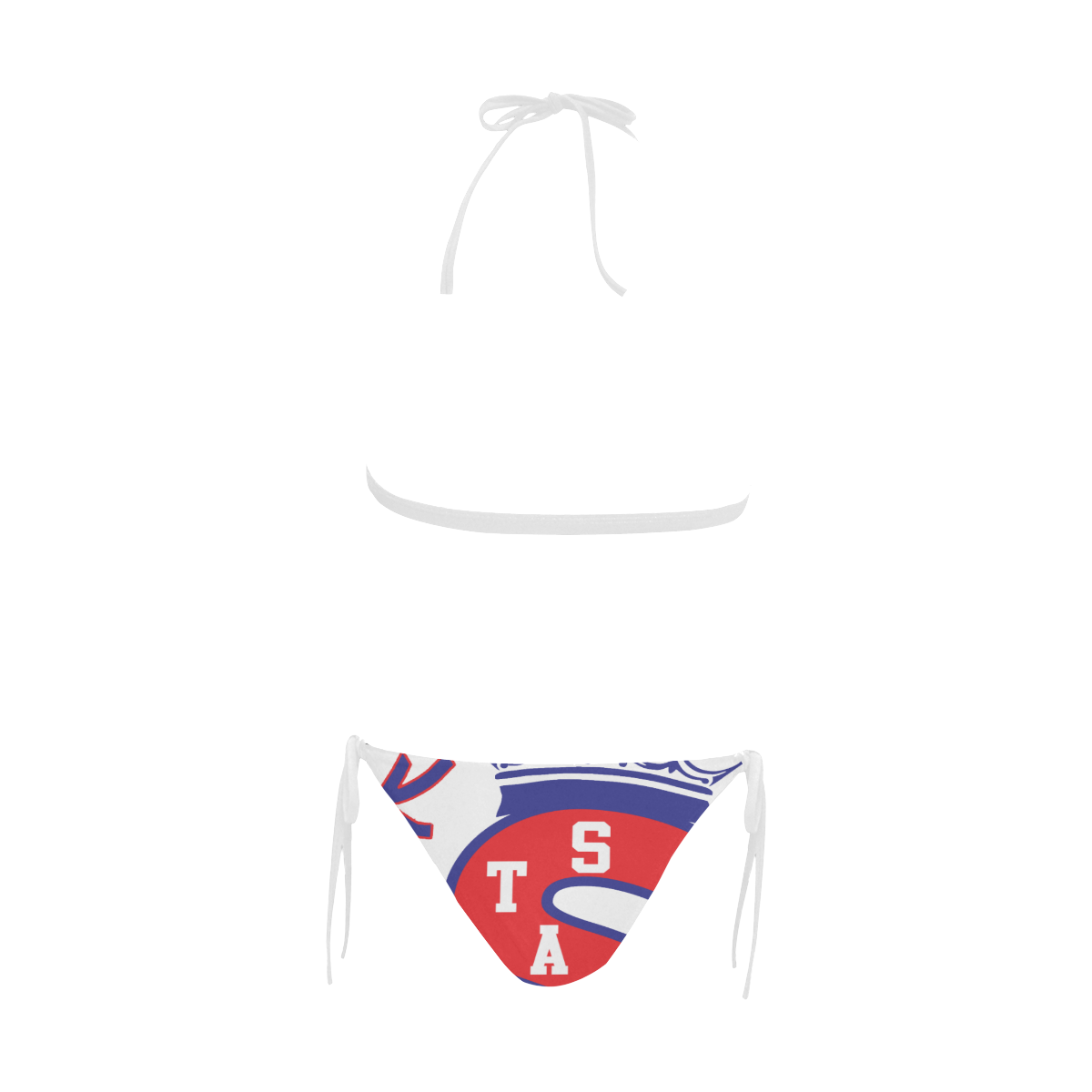 white 18 KS Buckle Front Halter Bikini Swimsuit (Model S08)