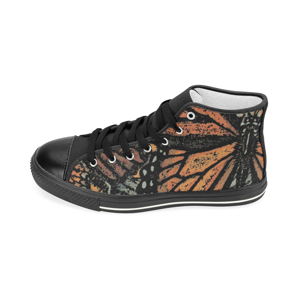 Monarch Collage Women's Classic High Top Canvas Shoes (Model 017)