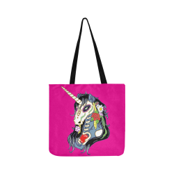 Spring Flower Unicorn Skull Pink Reusable Shopping Bag Model 1660 (Two sides)