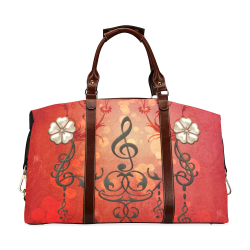 Music clef with floral design Classic Travel Bag (Model 1643) Remake
