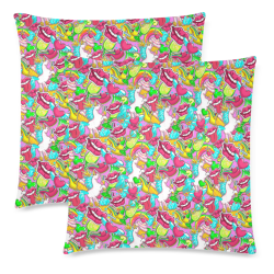 Comic Patches Unicorn Custom Zippered Pillow Cases 18"x 18" (Twin Sides) (Set of 2)