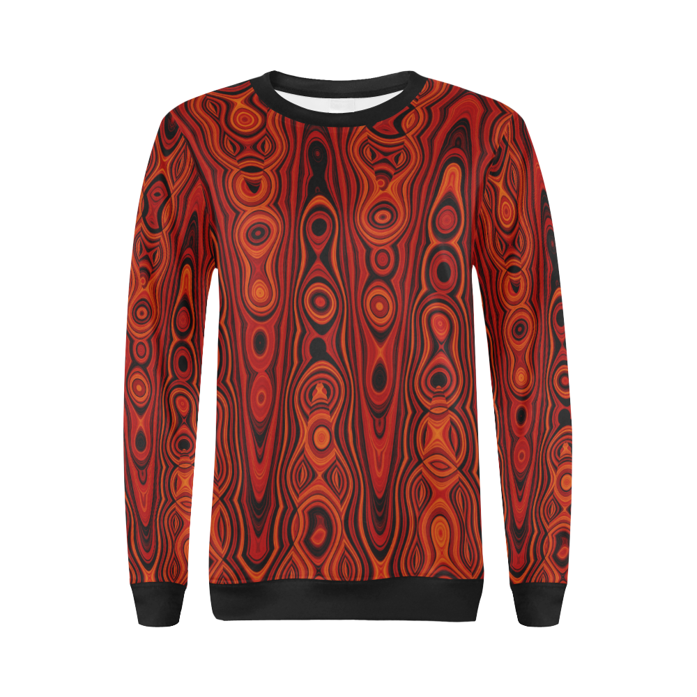 Brown Abstract Pattern All Over Print Crewneck Sweatshirt for Women (Model H18)