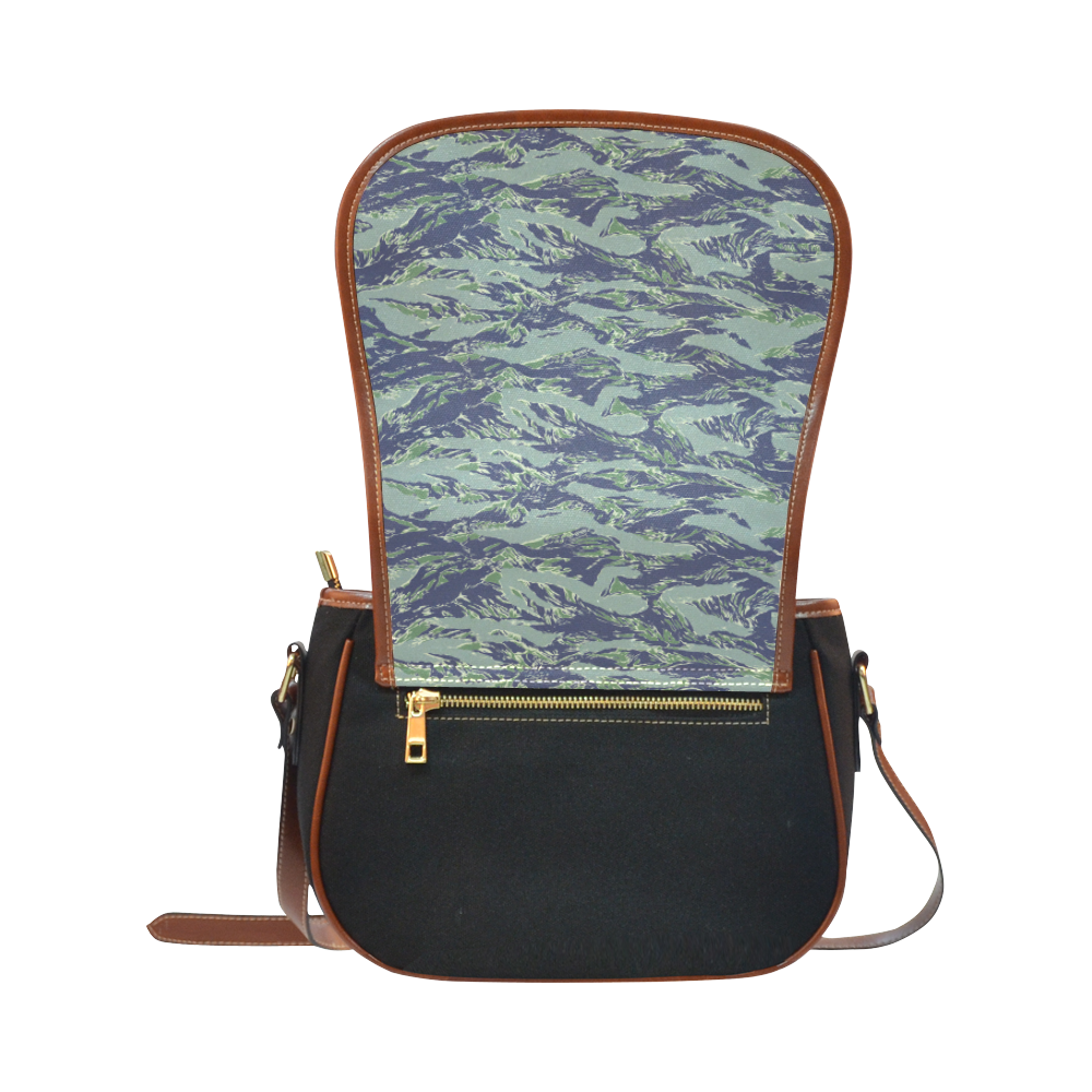 Jungle Tiger Stripe Green Camouflage Saddle Bag/Small (Model 1649)(Flap Customization)