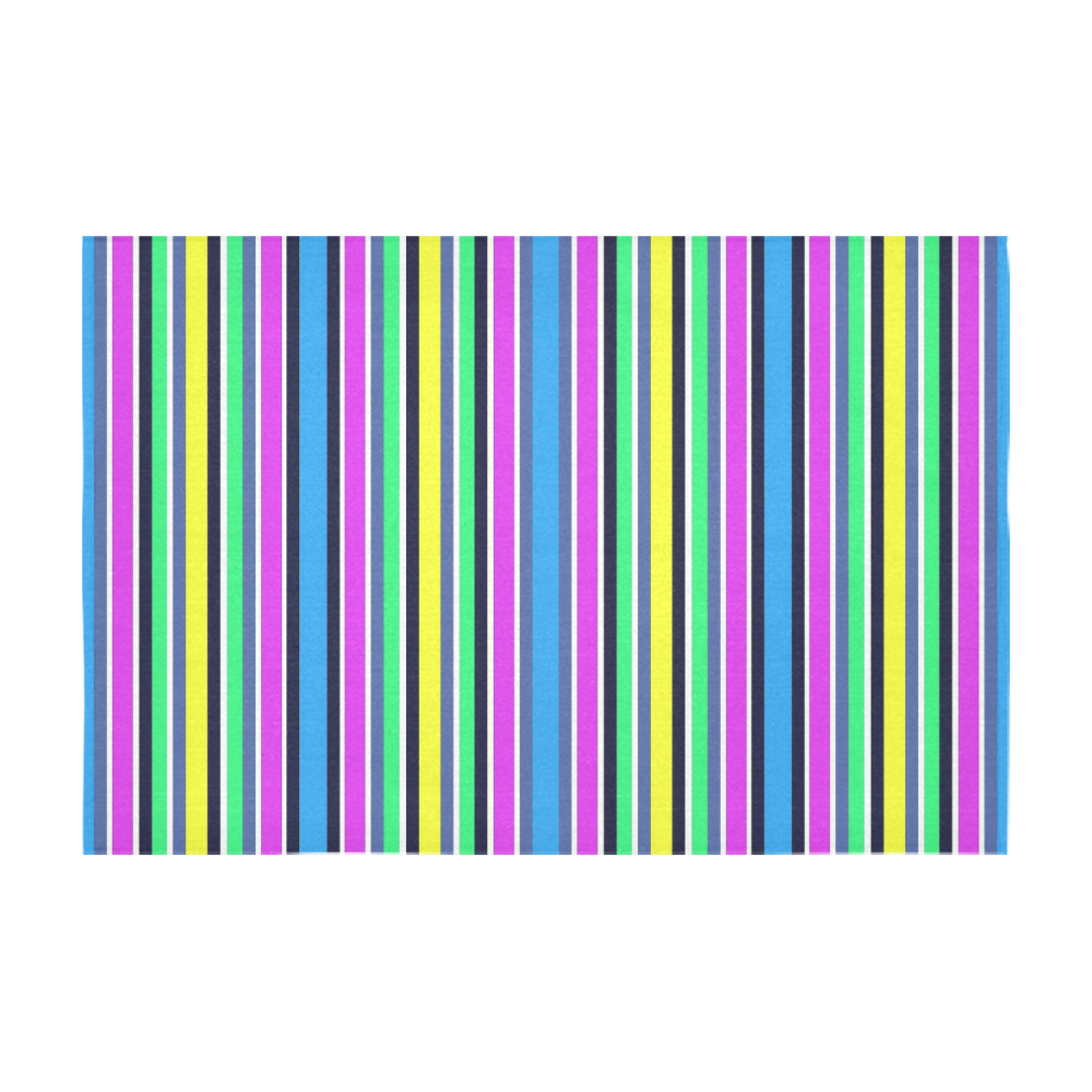 Vivid Colored Stripes 1 Cotton Linen Tablecloth 60" x 90"