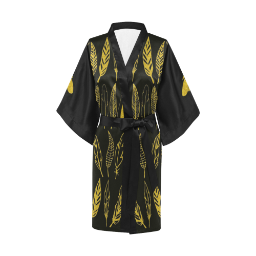 Golden Feather Kimono Robe