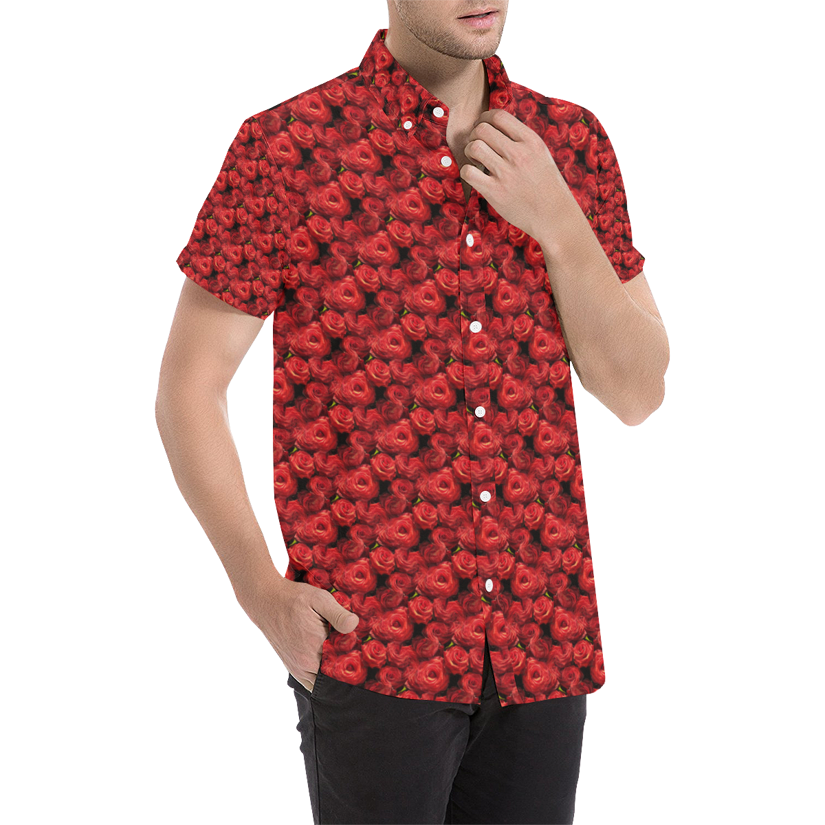 Rose20160805 Men's All Over Print Short Sleeve Shirt (Model T53)