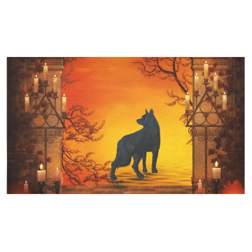 Wonderful black wolf in the night Cotton Linen Tablecloth 60"x 104"