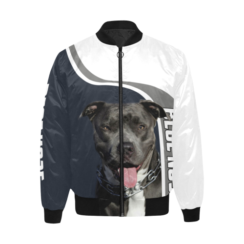 BLUE NOSE PITBULL Limited edition 3D Full Printing All Over Print Quilted Bomber Jacket for Men (Model H33)