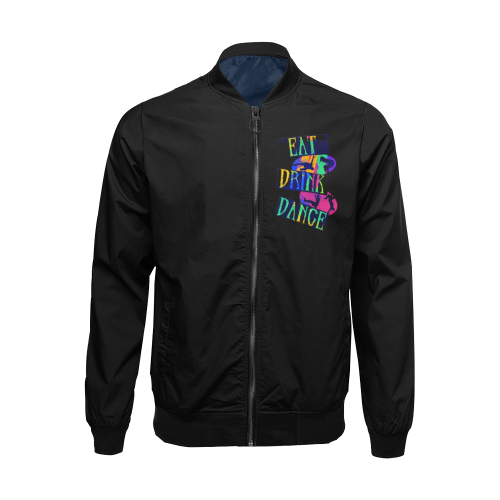 Break Dancing Colorful / Black All Over Print Bomber Jacket for Men/Large Size (Model H19)