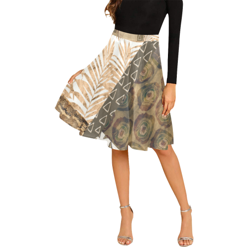 Golden Butterfly Python Mix Melete Pleated Midi Skirt (Model D15)