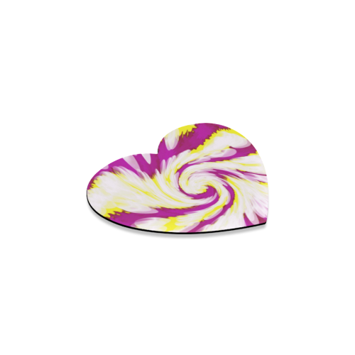 Pink Yellow Tie Dye Swirl Abstract Heart Coaster